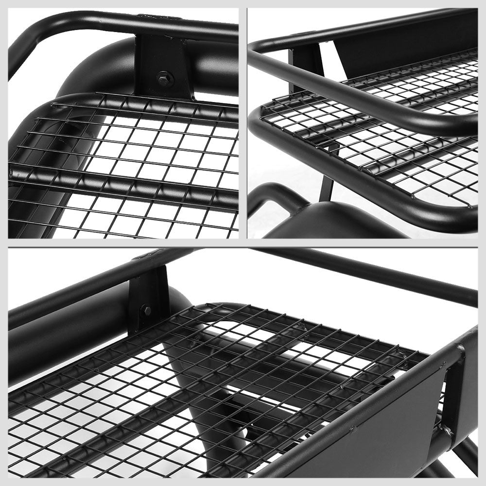 Black Top Roof Rack Luggage Baggage Basket Cargo Carrier+Wind Fairing 49"x36"