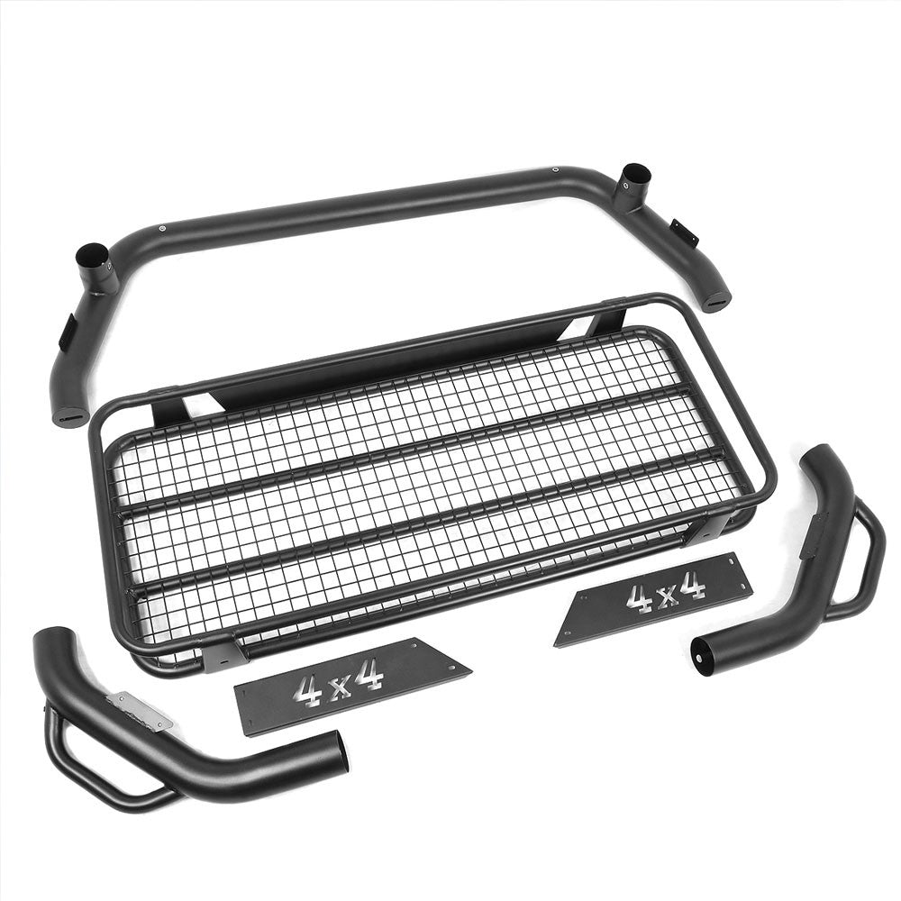 Black Top Roof Rack Luggage Baggage Basket Cargo Carrier+Wind Fairing 49"x36"