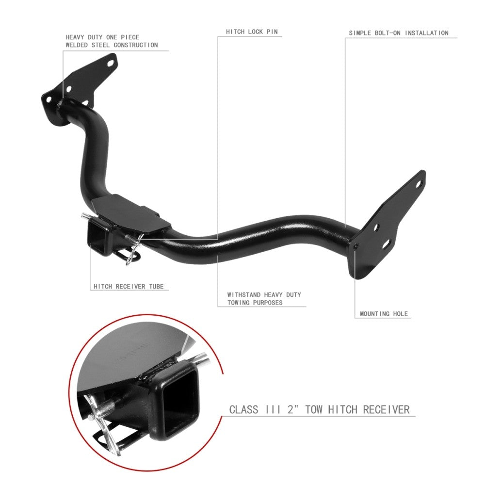 2" inches Square Class-3 Steel Tow Hitch Receiver For 05-15 Xterra N50