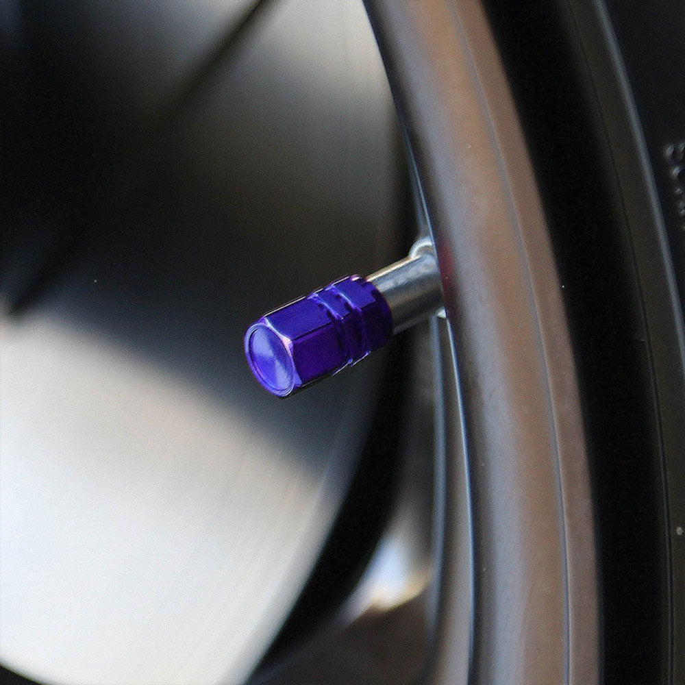 71-R-059-BL BFC 4PCs Universal Hexagonal Ring Style Blue Tire Wheel Rim Valve Air Stems Cap