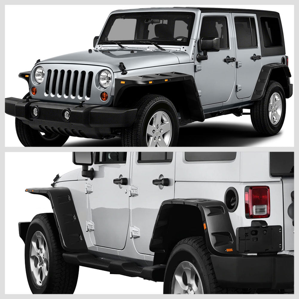 BFC-WFENDER-81011-MBK 4PCs Black Matte Pocket Style Wheel Fender Flares For 07-18 Jeep Wrangler JK
