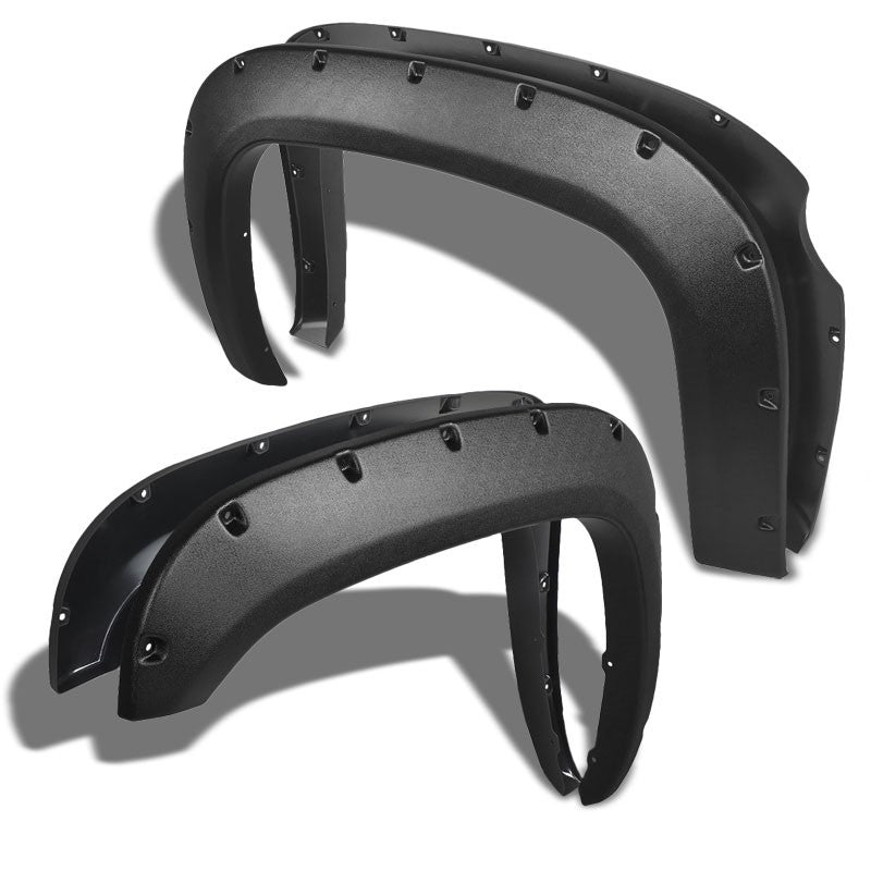 Matte Black Pocket-Riveted T1 Wheel Fender Flares For 07-13 Silverado 69.3" Bed