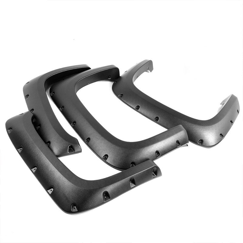 Matte Black Pocket-Riveted T1 Wheel Fender Flares For 07-13 Silverado 69.3" Bed