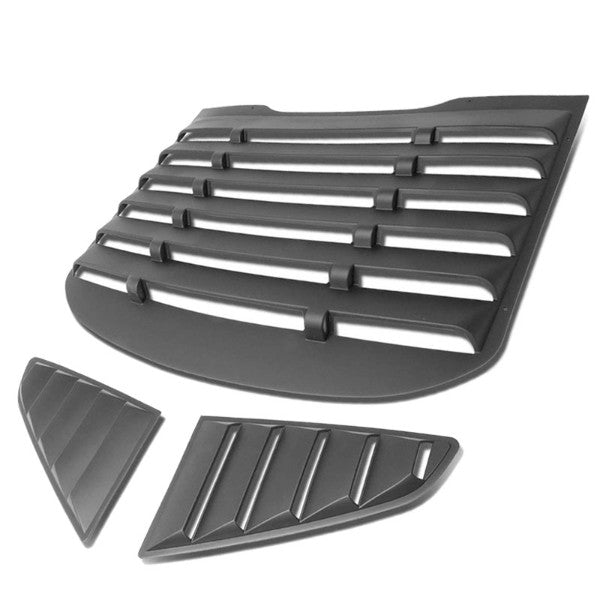 3PC Matte Black Window Louver Rear+Side Scoop Cover For 15-18 Ford Mustang Coupe