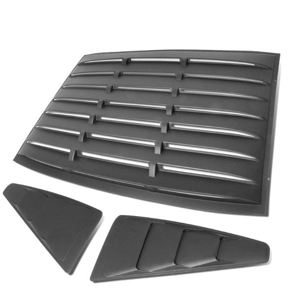 3PC Matte Black Window Louver Rear+Side Scoop Cover For 05-14 Ford Mustang Coupe