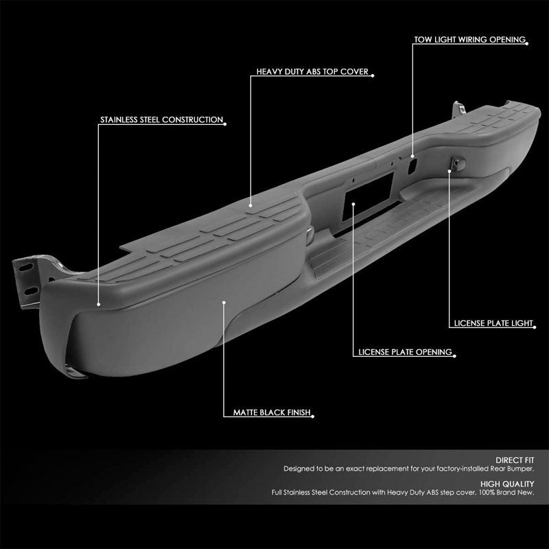 Black Rear Replacement Step Bumper For 99-06 Chevrolet Silverado 1500 Fleetside
