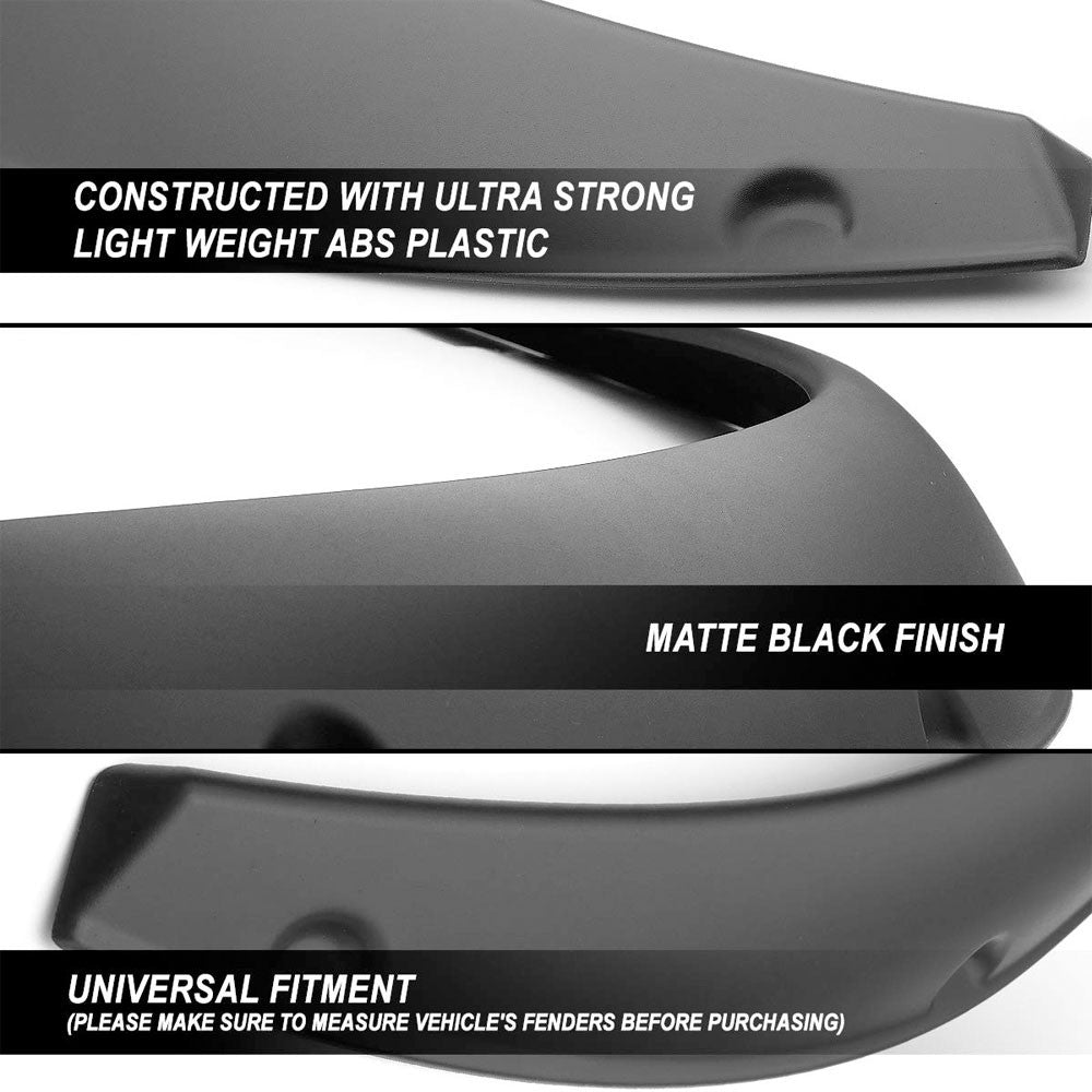 4PCS Black Pocket Style Wheel Fender Flares For 14-18 2500 3500 HD 6.5"/8" Bed