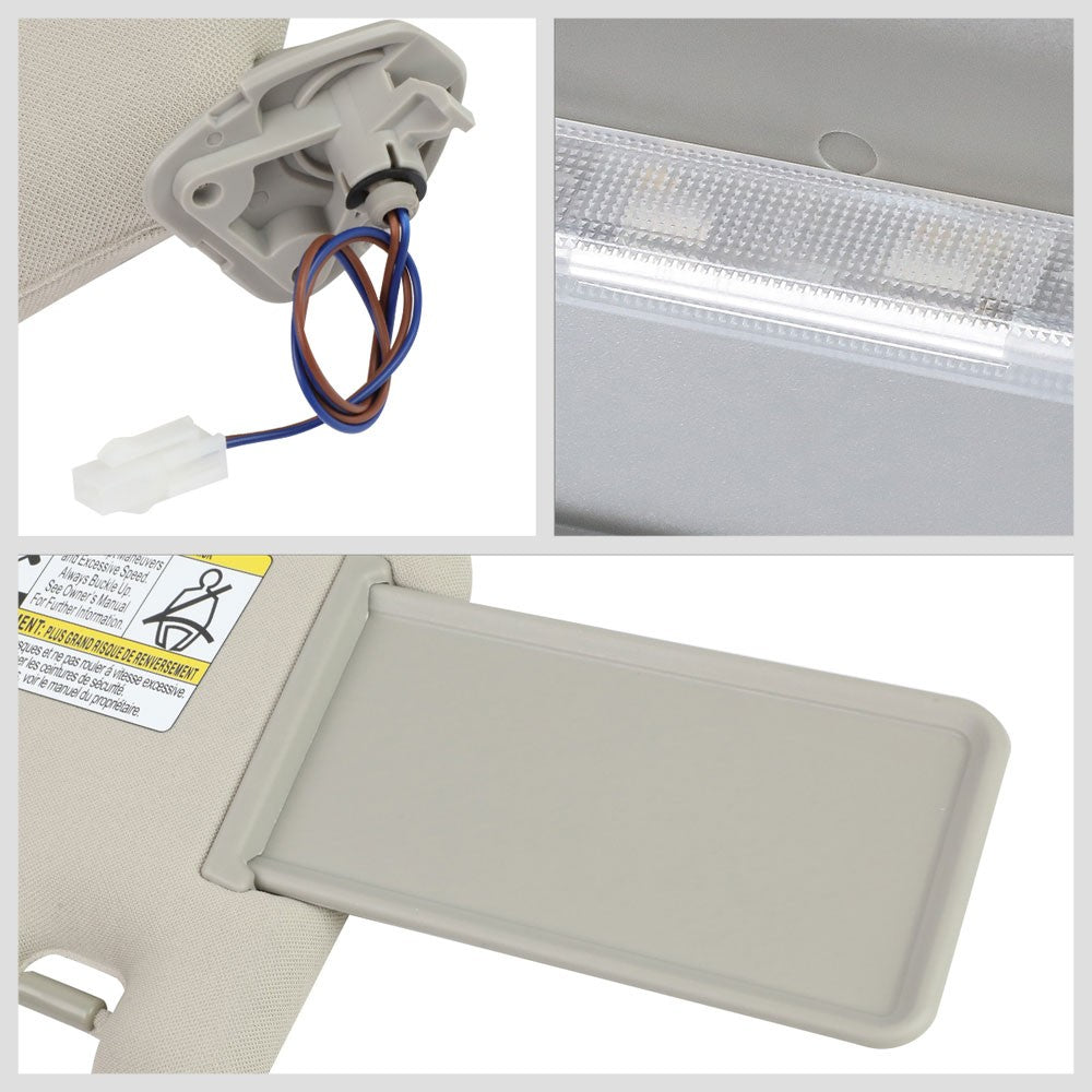 Bolt-On Left (Driver Side) Grey Sun Visor w/Vanity Light For 13-19 Pathfinder