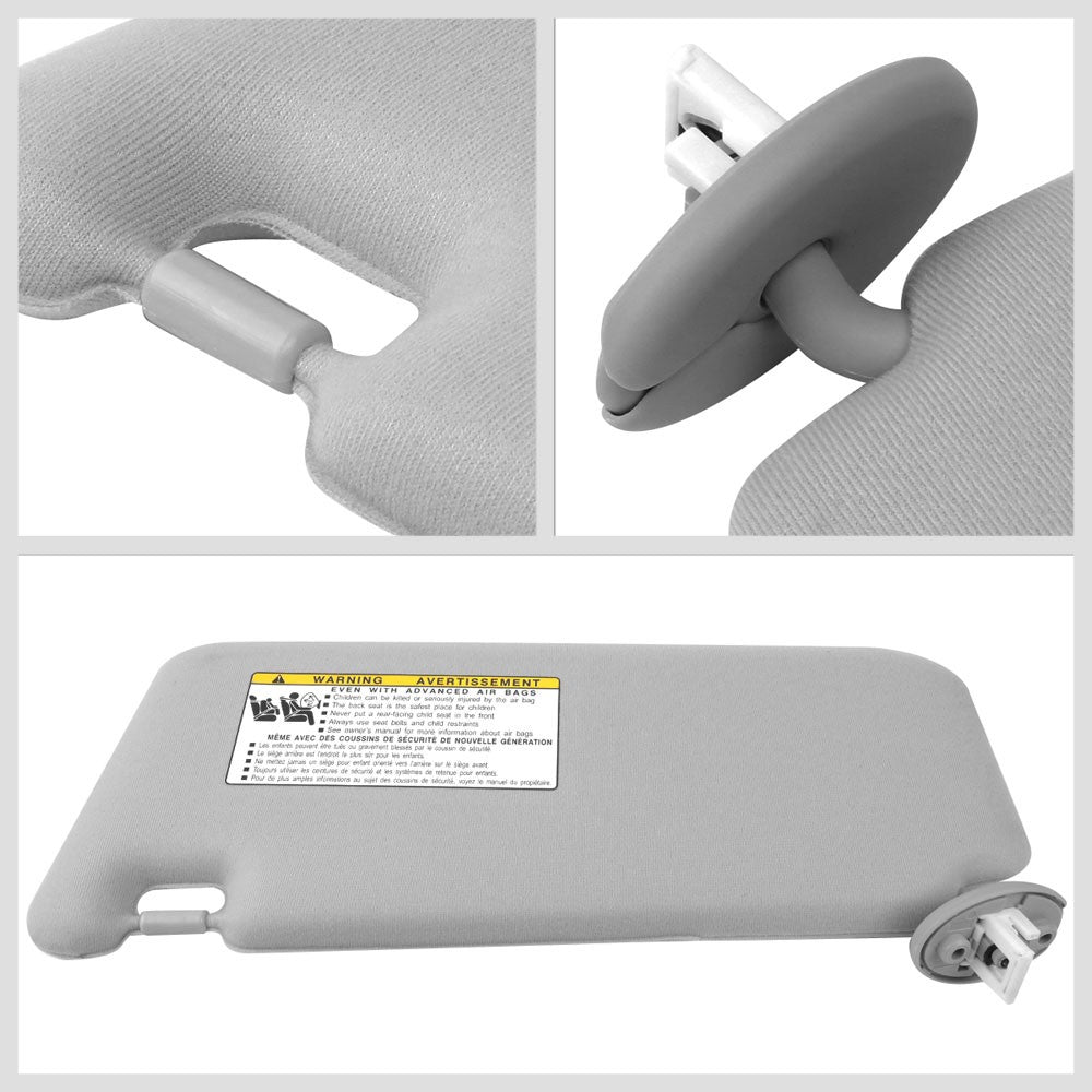 Bolt-On Right (Passenger) Grey Sun Visor w/Vanity Light For 09-16 Toyota Venza