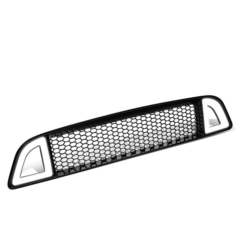Front Upper Honeycomb Mesh LED DRL Front Grille For 13-14 Mustang Base & GT Trim