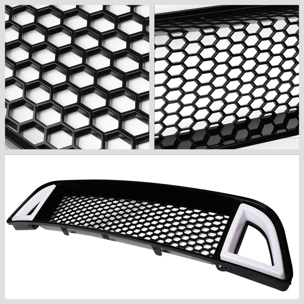 Front Upper Honeycomb Mesh LED DRL Front Grille For 13-14 Mustang Base & GT Trim