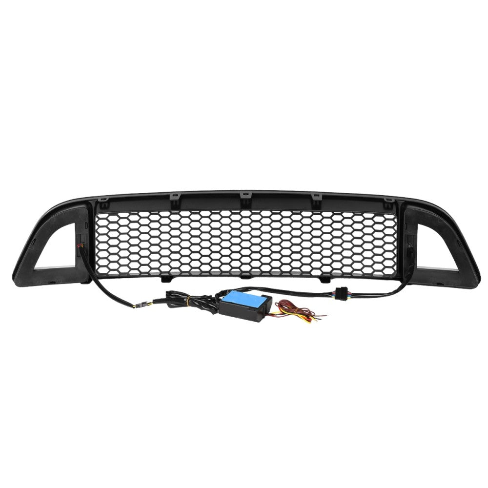 Front Upper Honeycomb Mesh LED DRL Front Grille For 13-14 Mustang Base & GT Trim