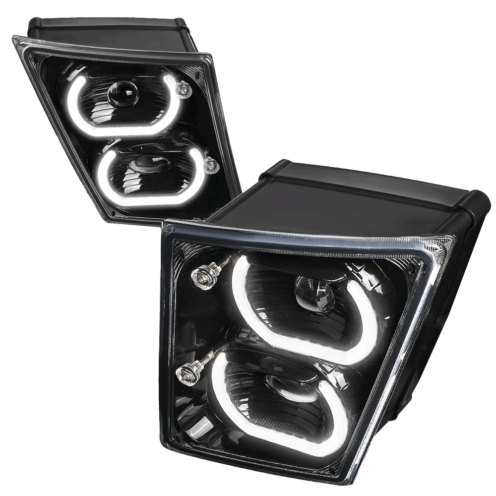 Black Housing LED Project Fog Light Lamp Dual Halo Ring DRL For 04-18 Volvo VN VNL Series