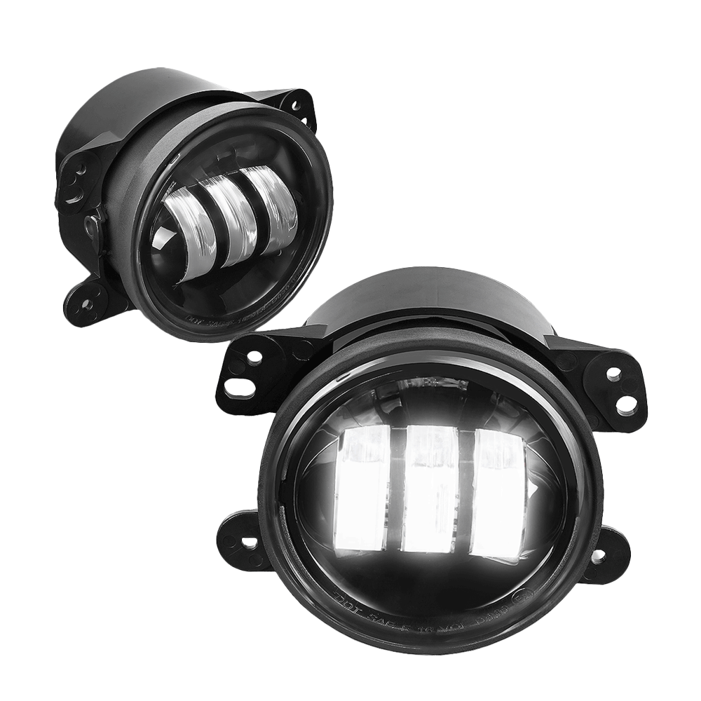 Black Housing/Clear Lens LED Front Bumper Projector Fog Light Lamps For 10+ Charger Journey/07+ Cherokee Wrangler JK