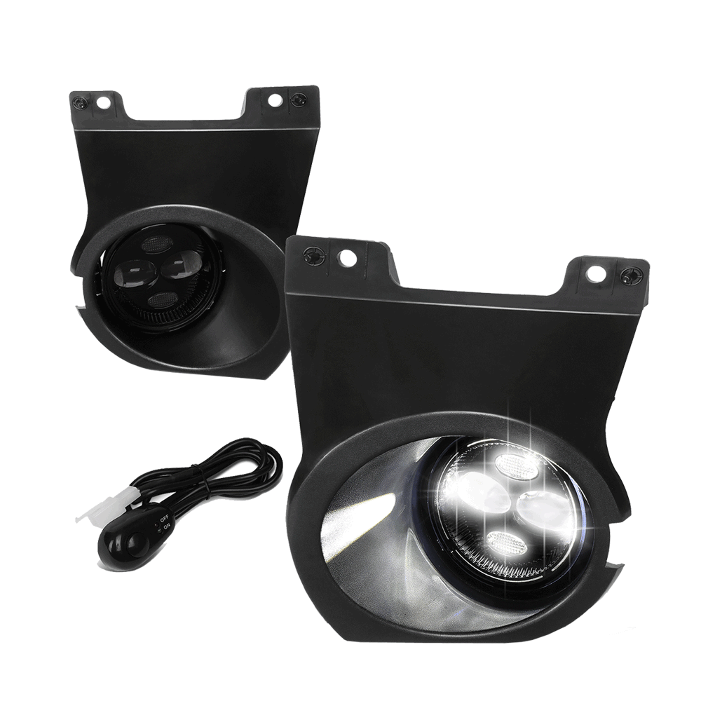 Black Housing/Smoked Lens LED Front Bumper Projector Fog Light Lamps w/Switch For 09-14 Ford F-150