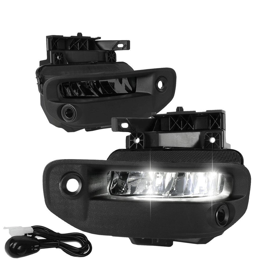 Smoked Lens LED Front Bumper Fog Light Lamps w/Switch For 19-22 Ram 1500 (DT 5th)
