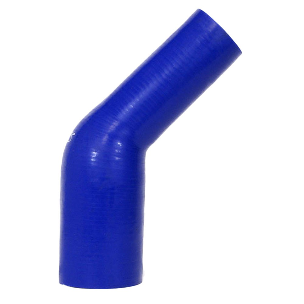 HTSER45-100-150-BLUE HPS 1">1.5" (25mm>38mm) ID Blue 4Ply Silicone 45 Degree Angle Elbow Reducer Hose