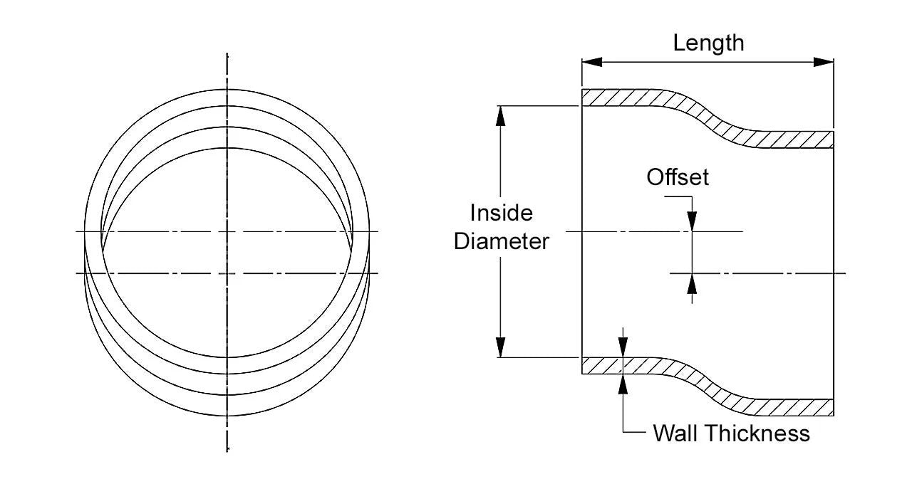 HTSOC-450-L6-BLK HPS 4-1/2" (114mm) ID, 6" Length Black 4-Ply Silicone 1/2" Offset Coupler Hose