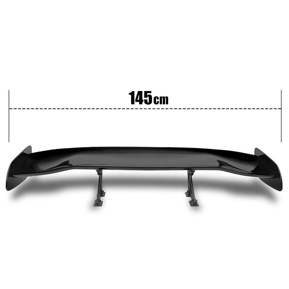 57" GT Style V2 Black Painted Glossy Adjustable Rake Rear Trunk Spoiler Wing