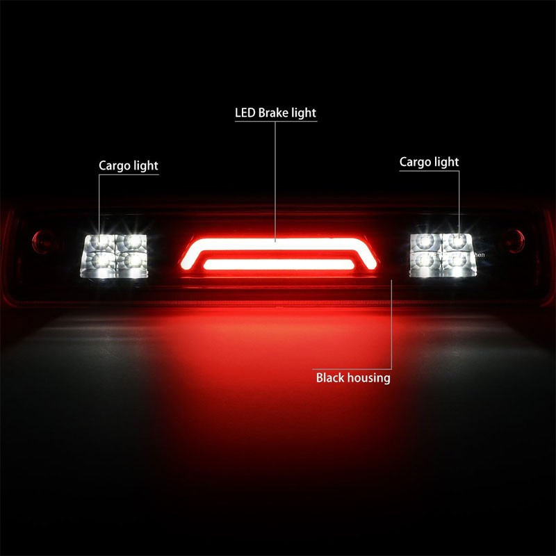 Black Housing Clear Len 3D LED Rear Third Brake & Cargo Light For 15-18 Colorado-Exterior-BuildFastCar