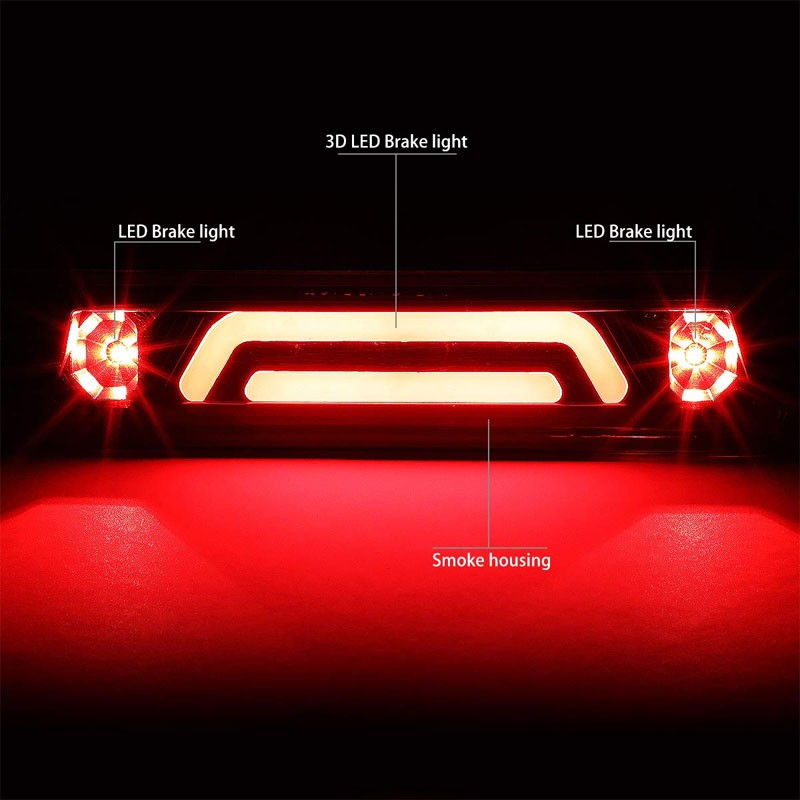 Smoke Lens/Black 3D LED 3RD Tail Third Brake Light for 87-93 Mustang LX Hatchback