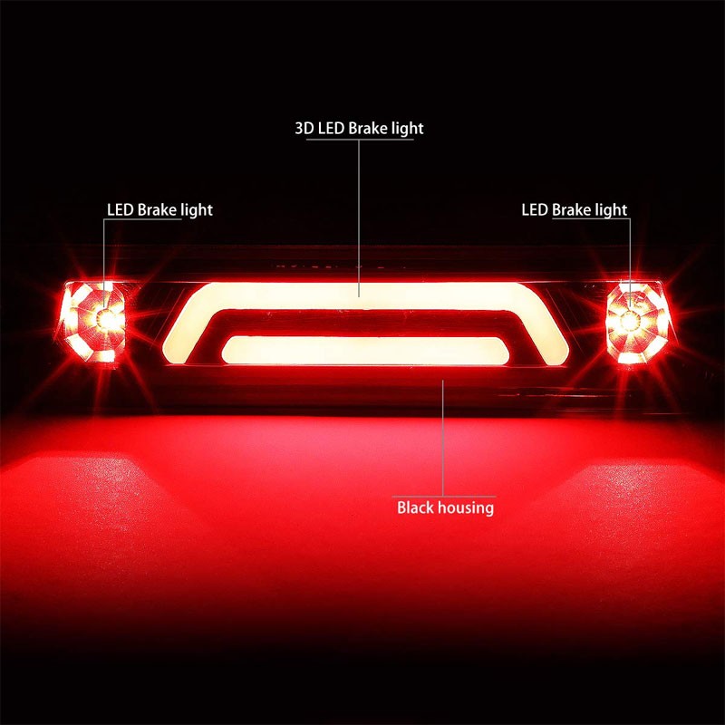 Clear Lens/Black 3D LED 3RD Tail Third Brake Light for 87-93 Mustang LX Hatchback