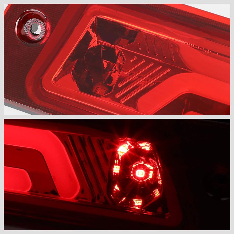Red Lens/Chrome 3D LED 3RD Tail Third Brake Light for 87-93 Mustang LX Hatchback