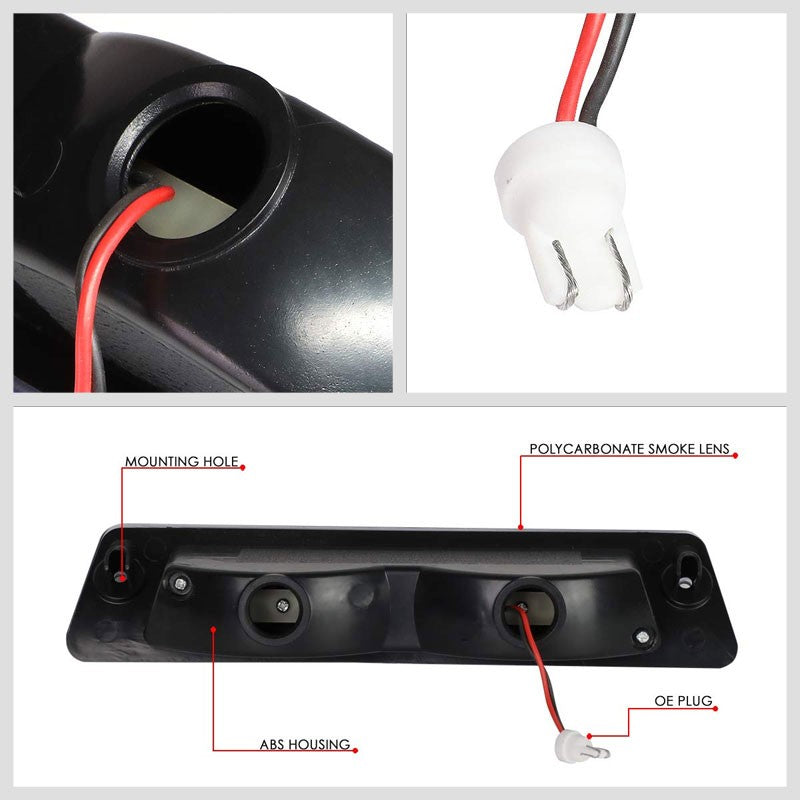 Smoke Lens/Black House LED Rear Third Brake Light for 87-93 Mustang LX Hatchback