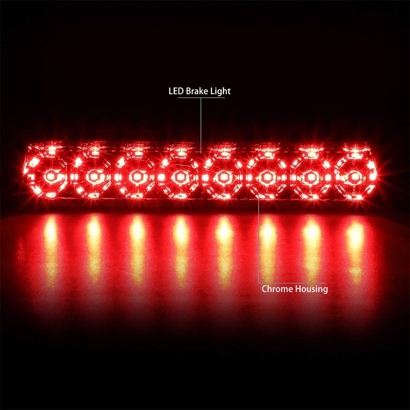 Clear Lens/Chrome House LED Rear Third Brake Light for 87-93 Mustang LX Hatchback