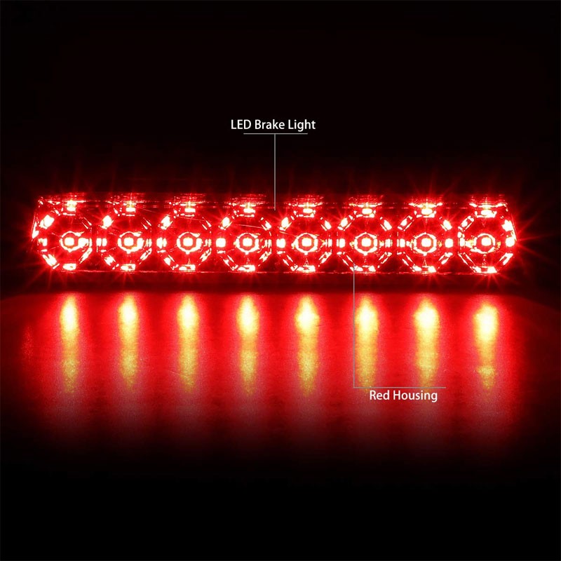 Red Lens/Chrome House LED Rear Third Brake Light for 87-93 Mustang LX Hatchback