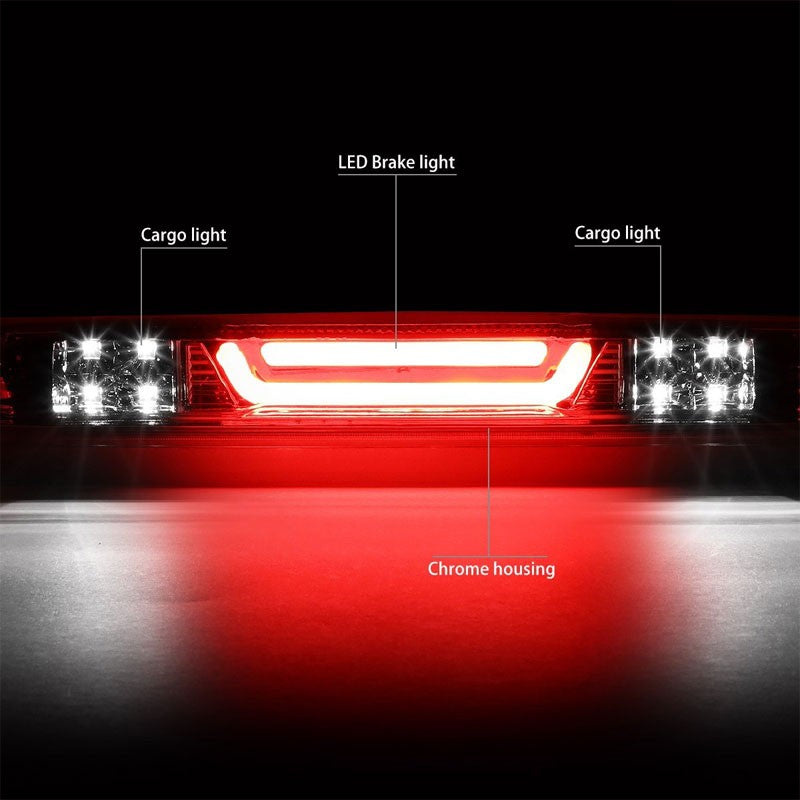 Chrome Housing Clear Lens 3D LED Rear Third Brake & Cargo Light For 07-13 Sierra-Exterior-BuildFastCar