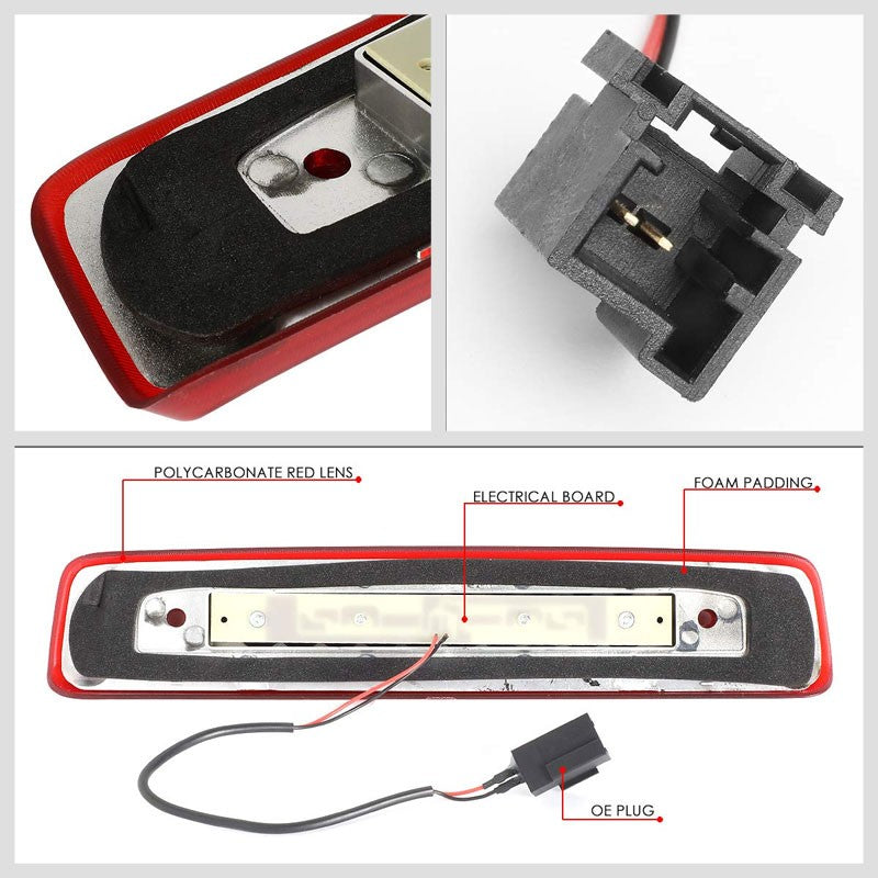Red Lens/Chrome Housing 3D LED Rear Third Brake Light for 06-10 Jeep Commander-Exterior-BuildFastCar