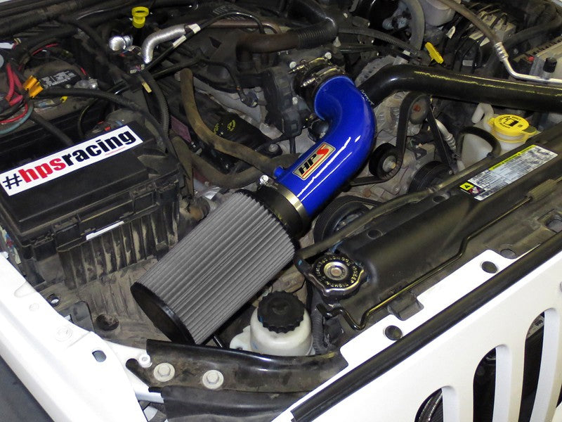 HPS Blue Shortram Air Intake Kit with Filter For 07-11 Jeep Wrangler 3.8L V6-Air Intake Systems-BuildFastCar-827-300BL