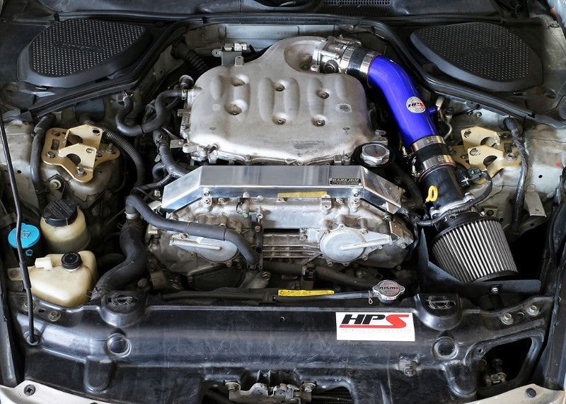HPS Blue Shortram Air Intake+Heatshield with Filter For 03-06 Nissan 350Z-Air Intake Systems-BuildFastCar-827-520BL