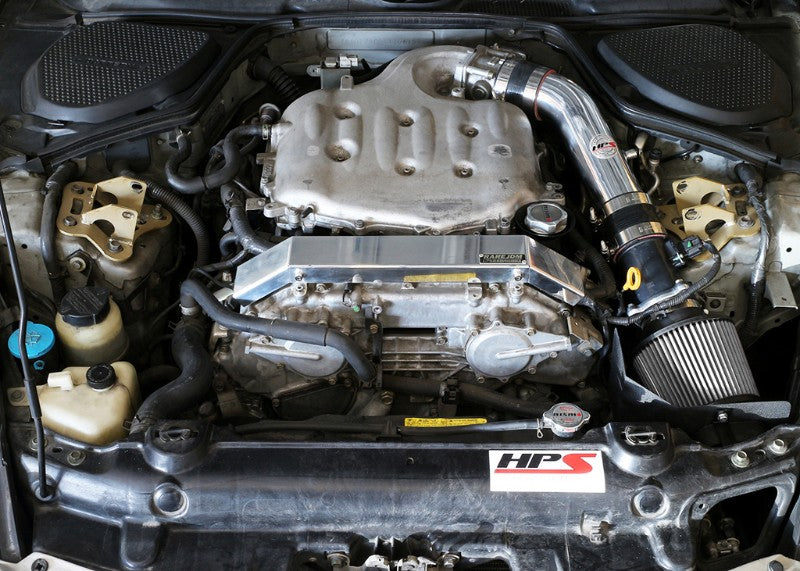 HPS Polish Shortram Air Intake+Heatshield with Filter For 03-06 Nissan 350Z-Air Intake Systems-BuildFastCar-827-520P