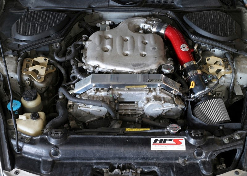HPS Red Shortram Air Intake+Heatshield with Filter For 03-06 Nissan 350Z 3.5L V6-Air Intake Systems-BuildFastCar-827-520R