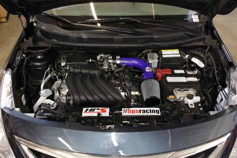 HPS Blue Shortram Air Intake Kit with Filter For 12-16 Nissan Versa 1.6L-Air Intake Systems-BuildFastCar-827-532BL-1