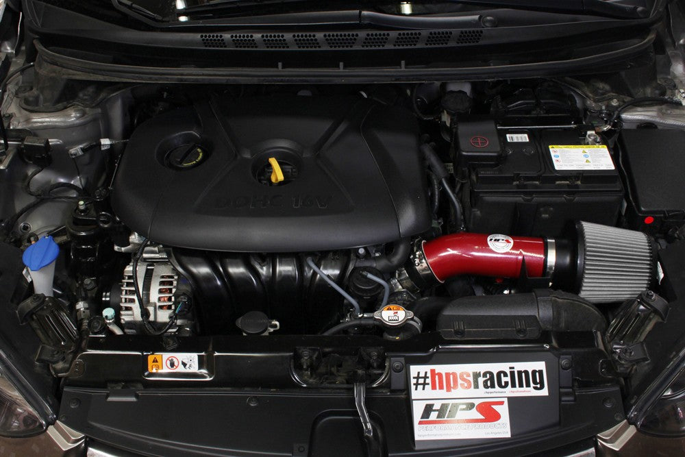 HPS Performance Red Shortram Air Intake for 2011-2016 Hyundai Elantra 1.8L-Air Intake Systems-BuildFastCar-827-538R