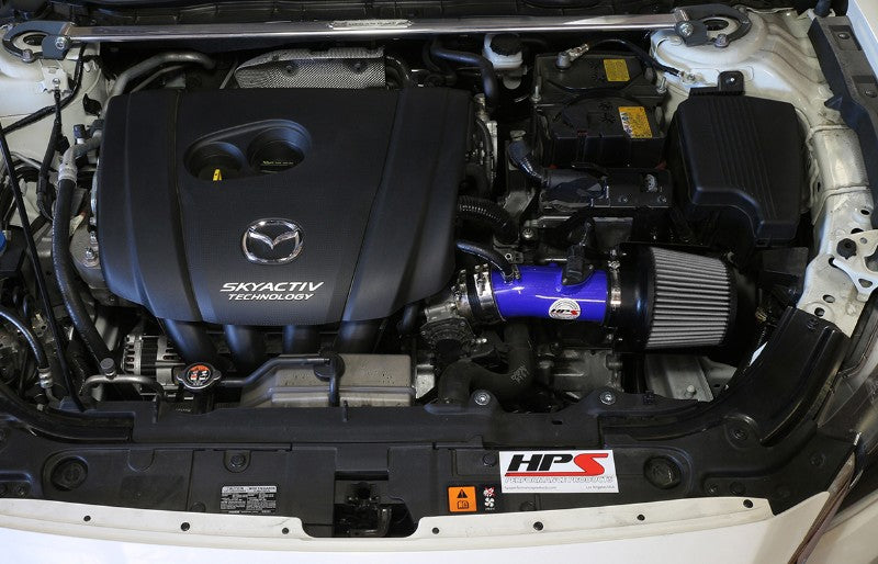 HPS Blue Shortram Air Intake+Heatshield with Filter For 14-17 Mazda Mazda6 2.5L-Air Intake Systems-BuildFastCar-827-547BL