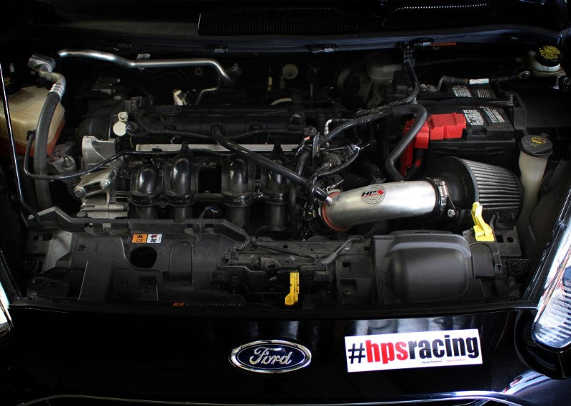 HPS Red Shortram Air Intake+Heatshield with Filter For 14-15 Ford Fiesta 1.6L-Air Intake Systems-BuildFastCar-827-580R