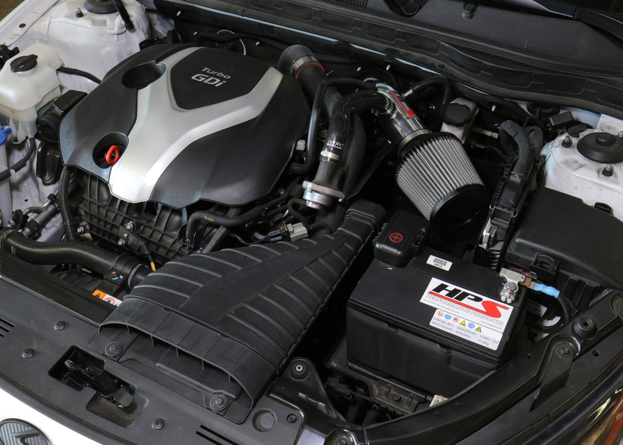 HPS Performance Polish Shortram Air Intake Kit for 2011-2015 Kia Optima 2.0L Turbo-Air Intake Systems-BuildFastCar-827-587P-1