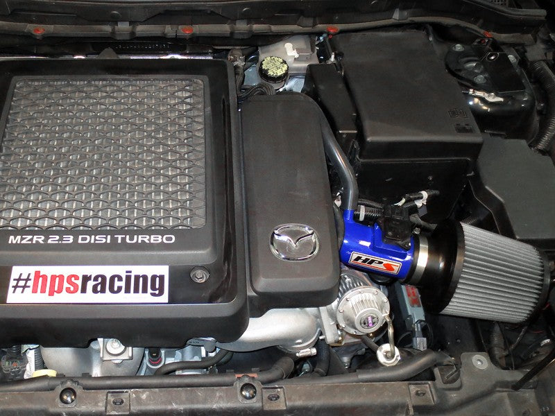 HPS Blue Shortram Air Intake with Filter For 07-13 Mazda Mazdaspeed 3 2.3L-Air Intake Systems-BuildFastCar-827-601BL