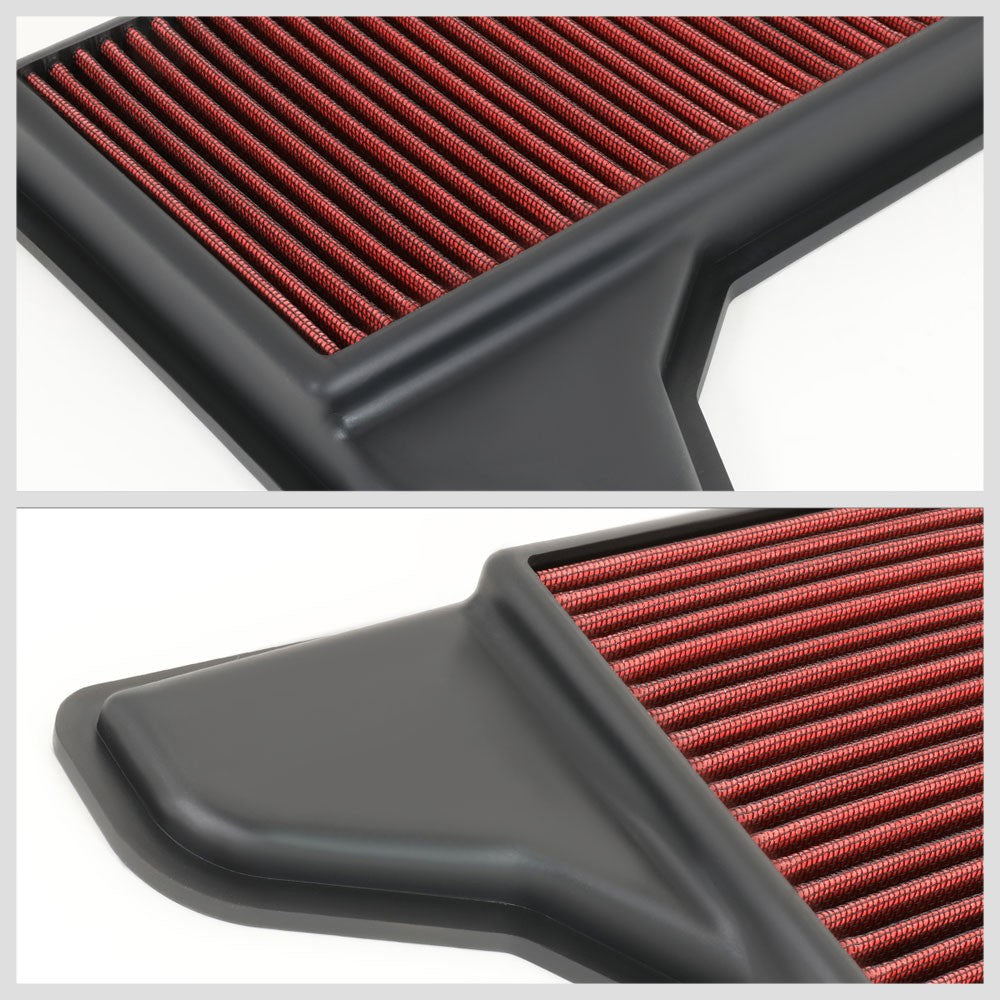 Red High Flow Washable Drop-In Panel Air Filter For 15-19 Mustang 2.3L 3.7L 5.0L