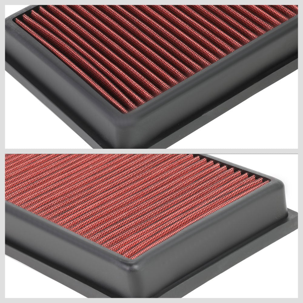 Red High Flow Washable Drop-In Panel Air Filter For 05 Peugeot 307 2.0L Gas