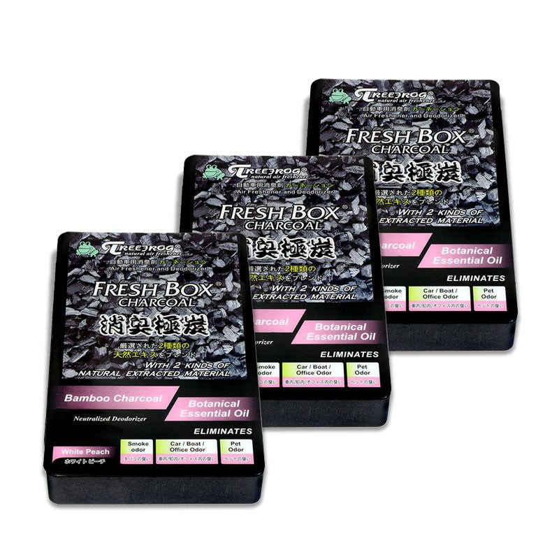 3xCharcoal Box White Peach Scent Gel 200g Car/Home Air Freshener Smell Remover-Accessories-BuildFastCar