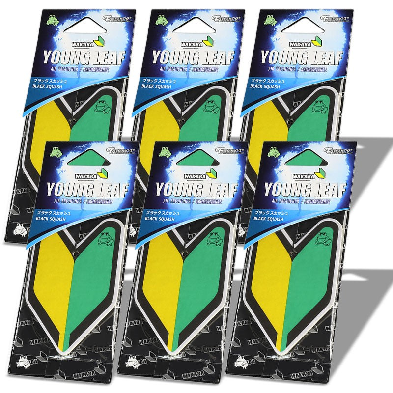6x Tree Frog Young Leaf Paper JDM New Driver/Black Squash Scent Air Freshener-Miscellaneous-BuildFastCar
