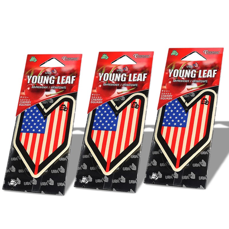 3x Tree Frog Young Leaf Paper USA Mark/Cherry Squash Scent Air Freshener Indoor-Miscellaneous-BuildFastCar