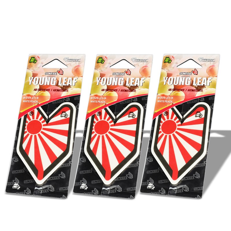 3x Tree Frog Young Leaf Paper Rising Sun Mark/White Peach Scent Air Freshener-Miscellaneous-BuildFastCar