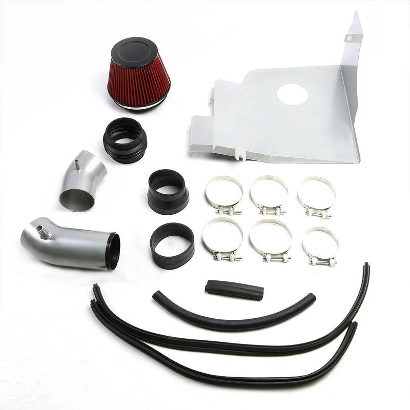 Cold Air Intake Kit Silver Pipe+Filter+Heat Shield For Ford 11-14 Mustang Base V-Performance-BuildFastCar