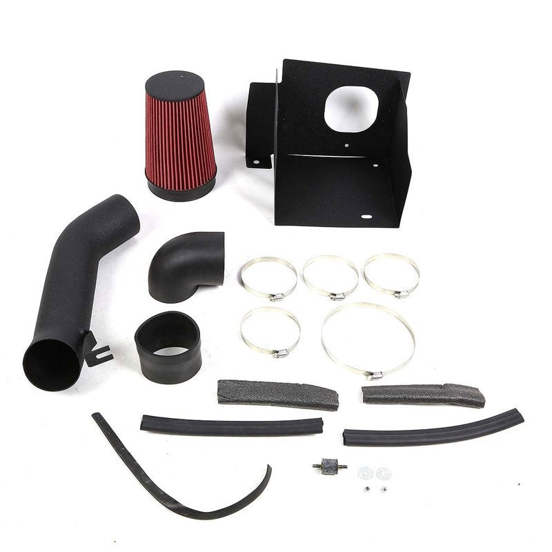 Wrinkle Black Air Intake Aluminum Piping+Heat Shield For Hummer 03-09 H2 6.0L V8-Performance-BuildFastCar
